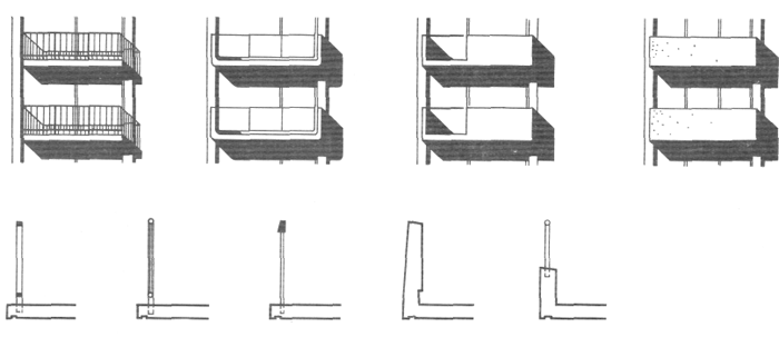 Балконы и лоджии. Архитектура многоэтажного жилого дома. Медотология проектирования. Проектирование жилых зданий