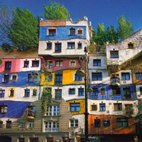 Hundertwasser House. Дом Хундертвассера в Вене